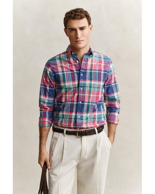 Gant Blue Madras Checked Shirt for men