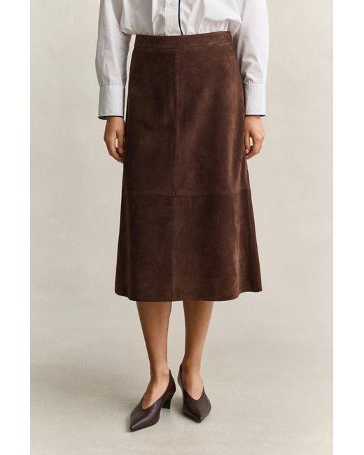 Gant Natural Flared Suede Skirt Deep
