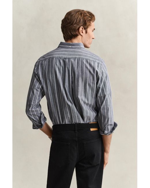 Gant Gray Striped Mélange Poplin Shirt Dark Melange for men