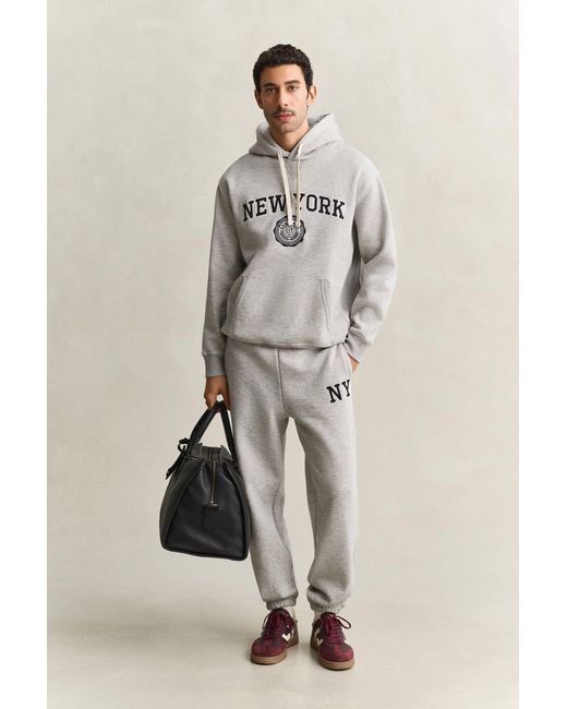 Gant Gray Graphic Hoodie Melange for men