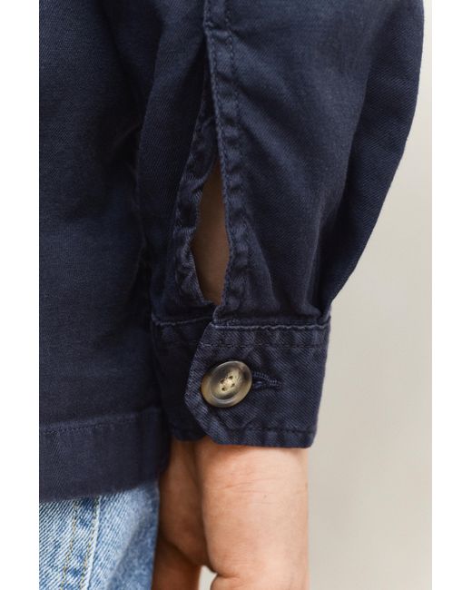 Gant Blue Linen Blend Overshirt Evening for men