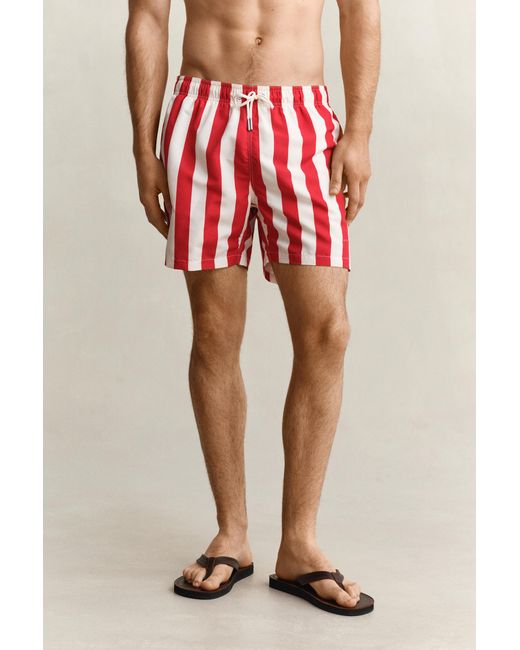 Gant White Block Striped Swim Shorts for men