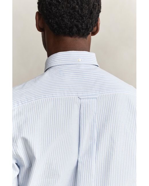 Gant White Classic Regular Striped Oxford Shirt for men