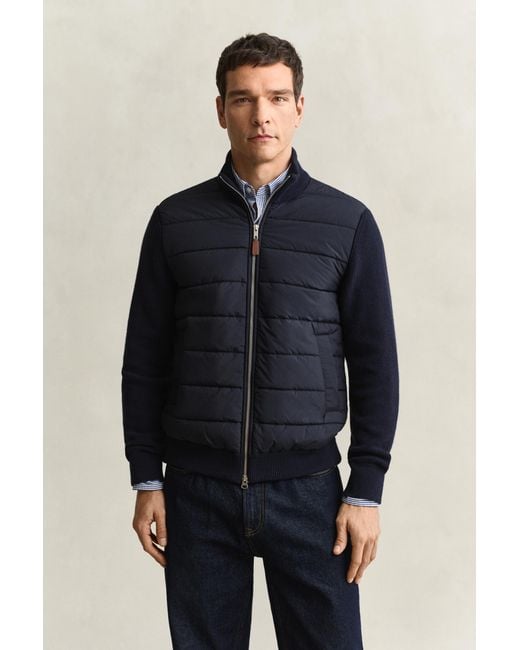 Gant Blue Hybrid Zip Cardigan Evening for men