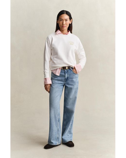 Gant White Rope Graphic Sweatshirt Eggshell
