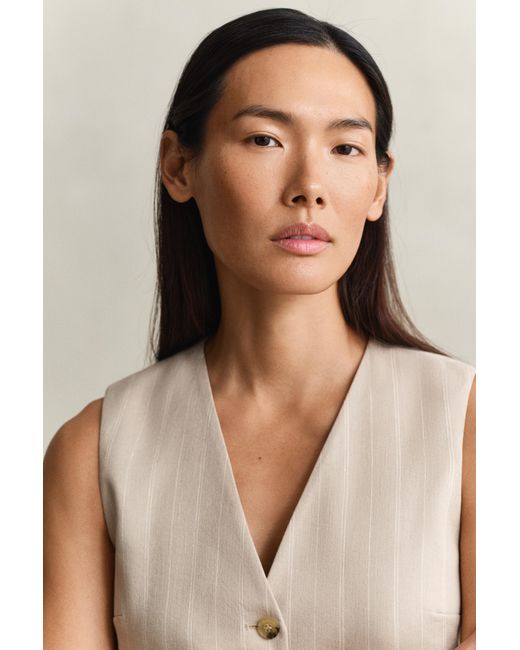 Gant Natural Pinstriped Linen Blend Vest