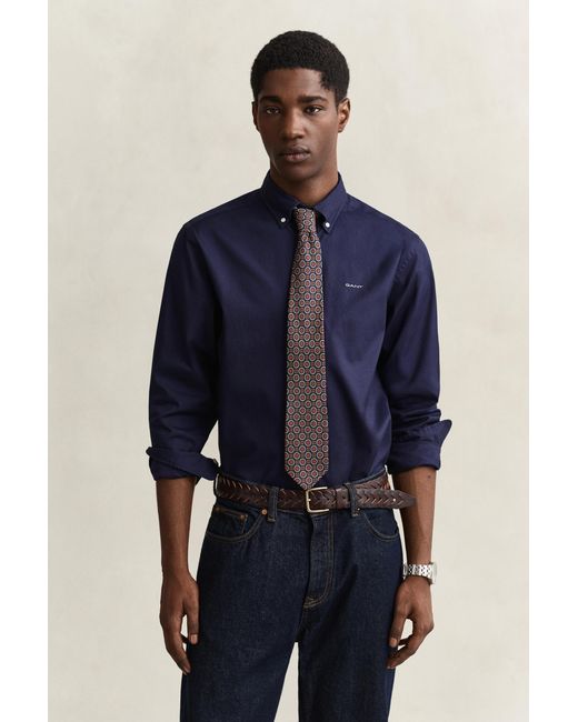 Gant Blue Oxford Reguar Fit Ong Eeve Hirt Bue An for men