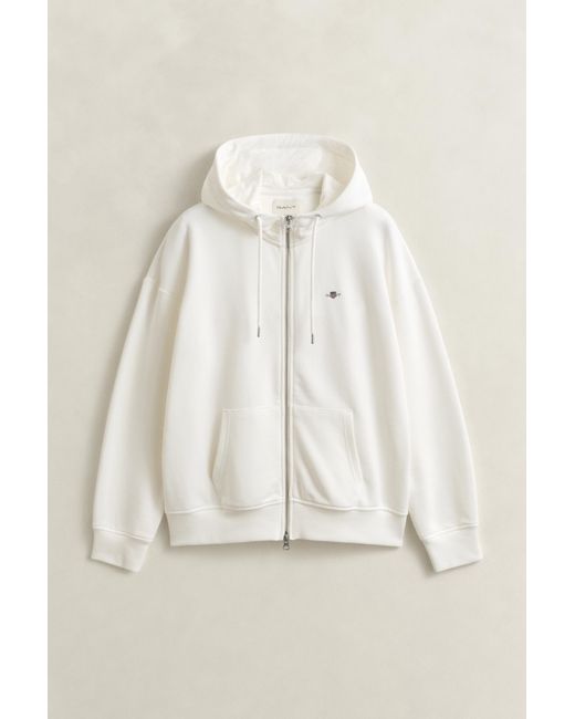 Gant White Shield Zip Hoodie