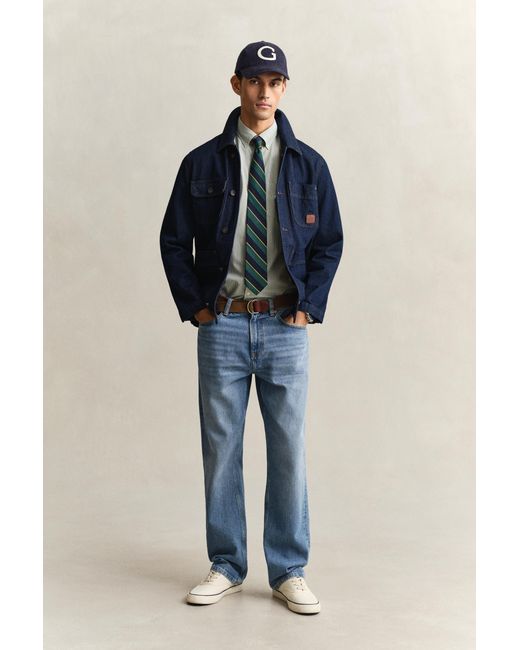 Gant Blue Banker Stripe Classic Poplin Shirt for men