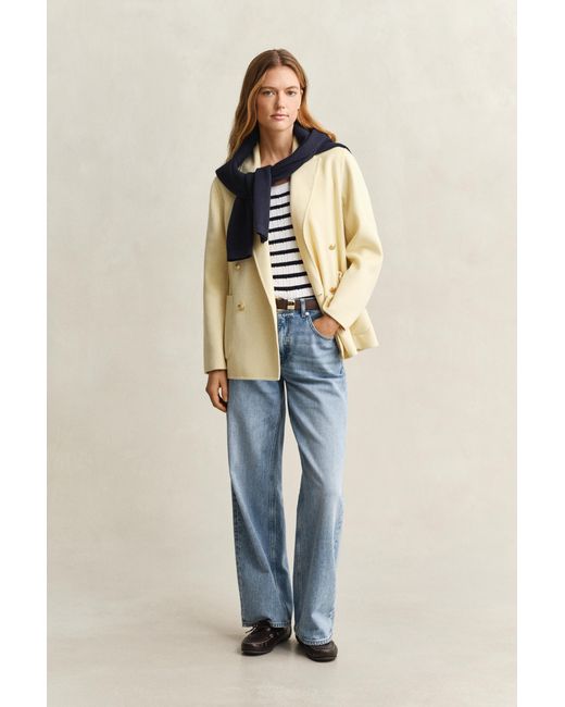 Gant Blue Striped Cable Knit Tank Top Eggshell
