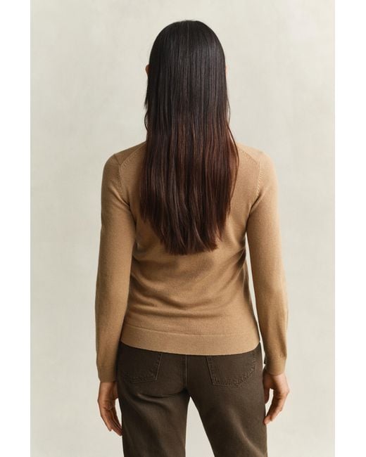 Gant Natural Wool Cotton Crew Neck Sweater Warm