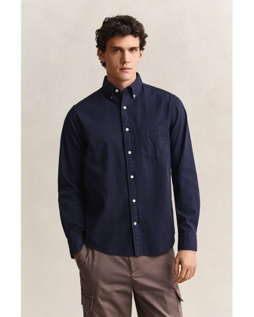 Gant Blue Regular Fit Garment-Dyed Twill Shirt for men