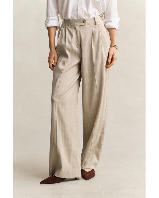 Gant Natural Pinstriped Linen Blend Pants