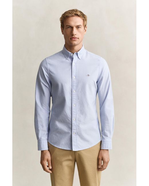 Gant Blue Slim Fit Classic Oxford Shirt for men