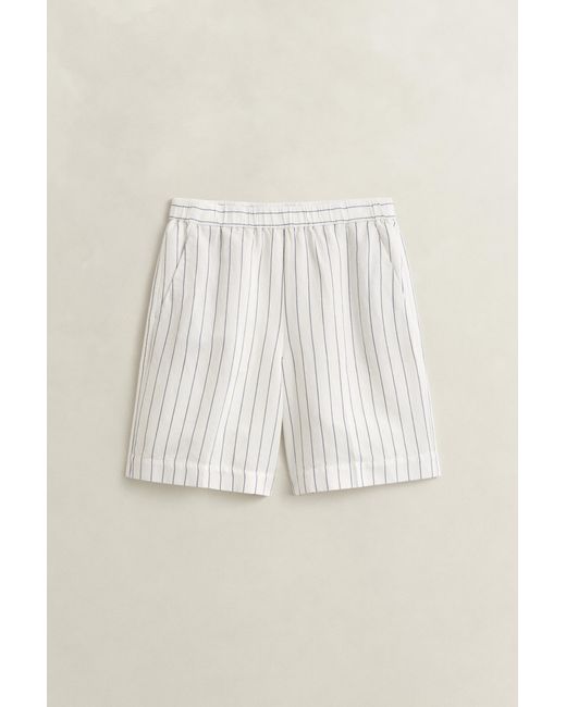 Gant Blue Striped Linen Blend Shorts Eggshell