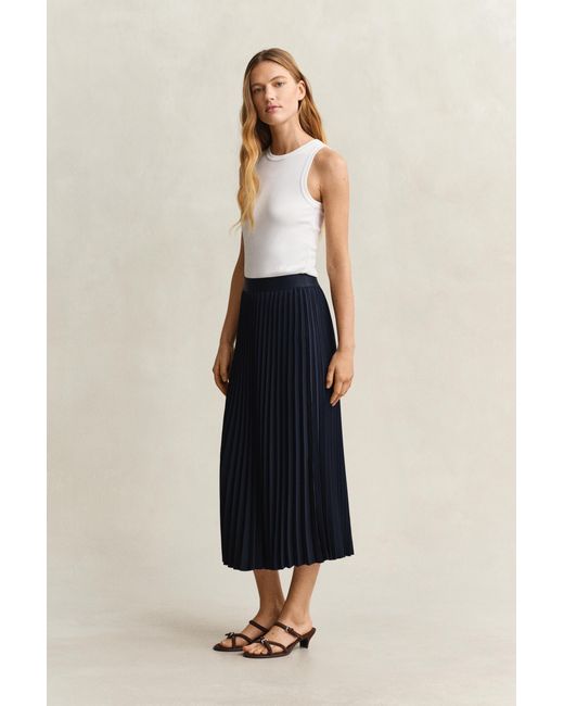 Gant Blue Pleated Midi Skirt