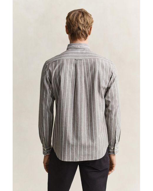 Gant Gray Striped Mélange Poplin Shirt Melange for men