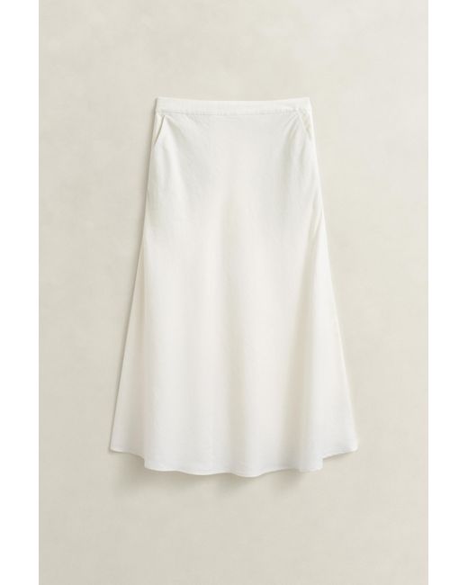 Gant Natural Flared Linen Blend Skirt Eggshell