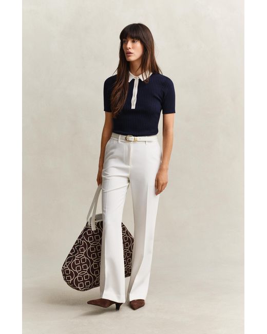 Gant Natural Flared Slacks Eggshell