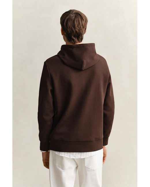 Gant Brown Interlock Hoodie Mahogany for men