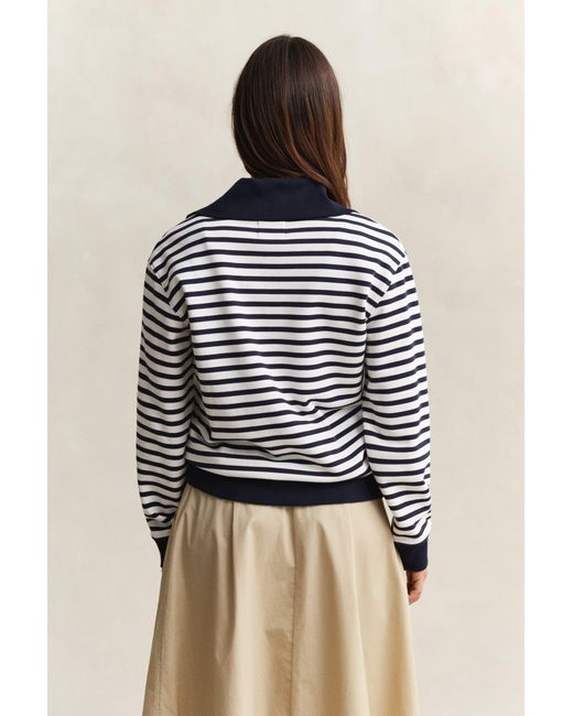 Gant Blue Striped Half-Zip Sweatshirt Evening