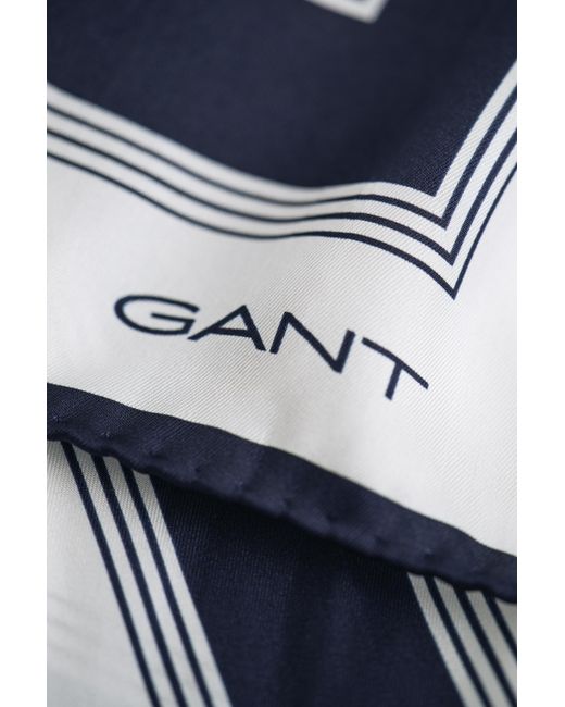 Gant Blue Monogram Silk Scarf Evening