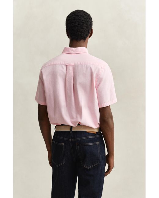 Gant Pink Classic Oxford Short Sleeve Shirt for men