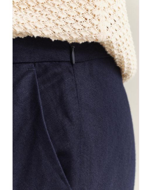 Gant Blue Flared Linen Blend Skirt Evening
