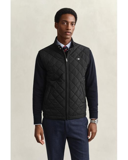 Gant Black Quilted Windcheater Vest for men