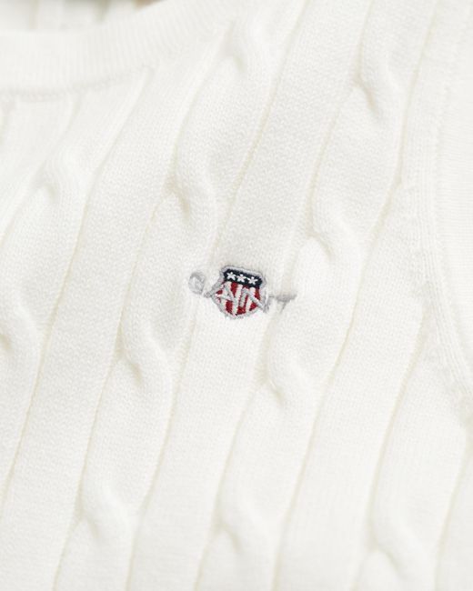 Gant Blue Cable Knit Tank Top Eggshell