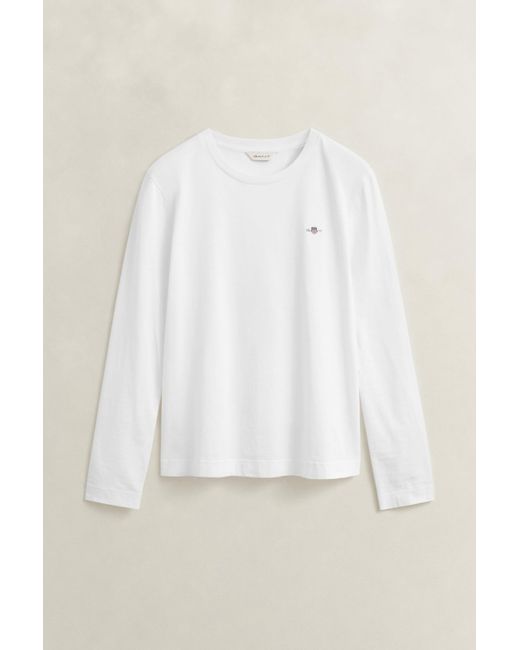 Gant White Shield Long Sleeve T-Shirt