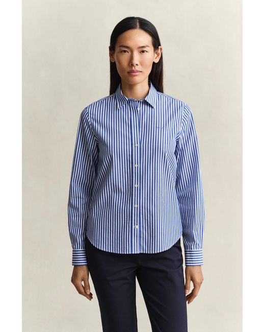 Gant Blue Regular Fit Striped Classic Poplin Shirt