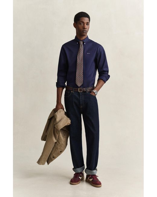 Gant Blue Oxford Reguar Fit Ong Eeve Hirt Bue An for men