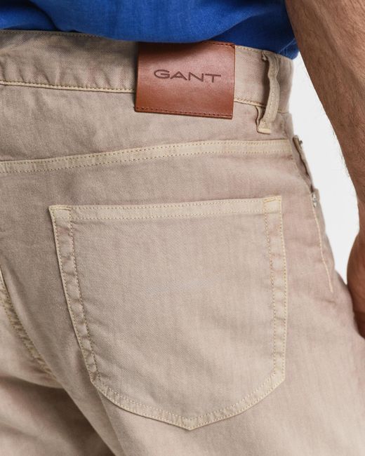 Gant Blue Regular Fit Cotton Linen Jeans for men