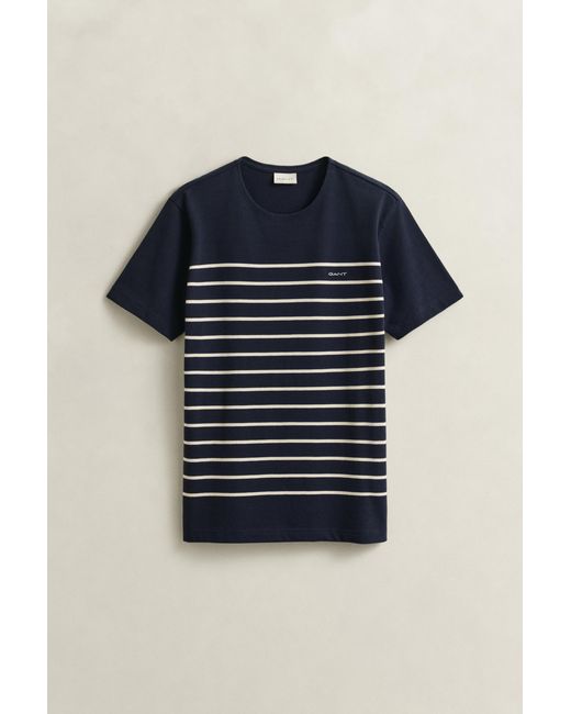 Gant Blue Placed Stripe T-Shirt Evening for men