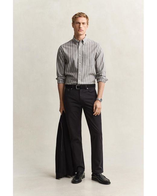 Gant Gray Striped Mélange Poplin Shirt Melange for men