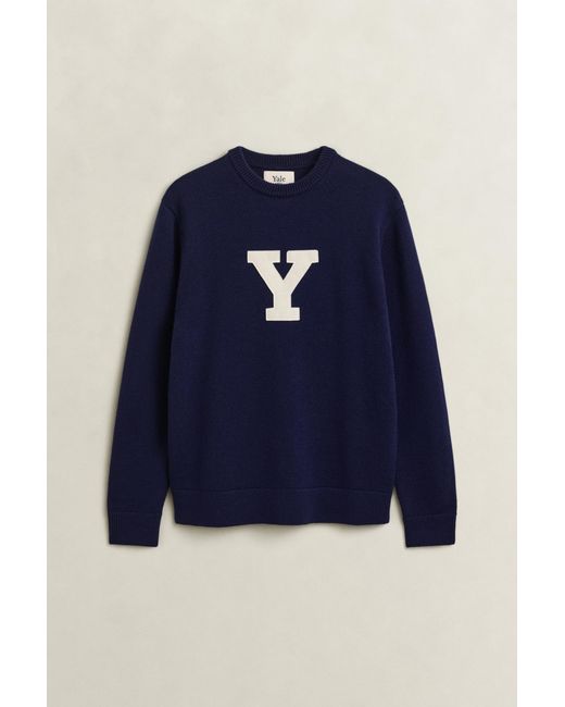 Gant Blue X Yale Merino Wool Sweater Marine for men