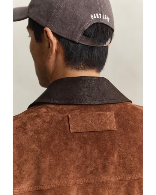 Gant Brown Suede Jacket Mahogany for men