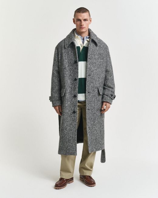 Gant Gray Tweed Wool Coat for men