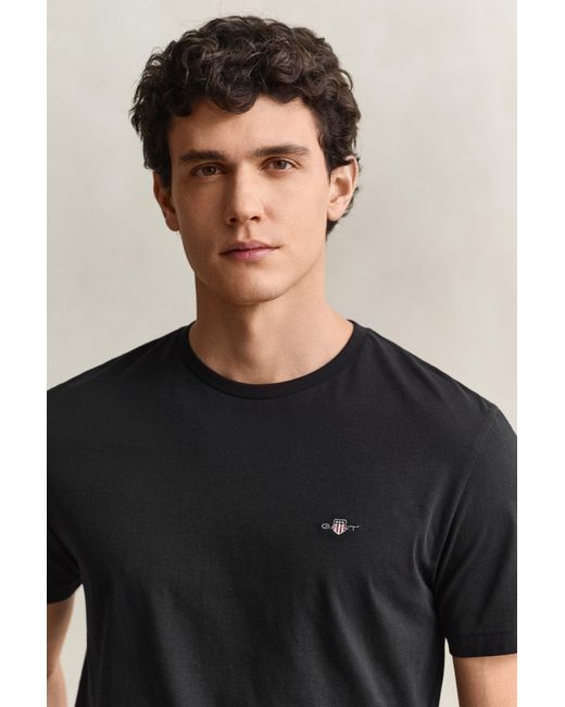 Gant Black Regular Fit Shield T-Shirt for men