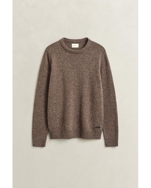 Gant Brown Wool Blend Nepps Crew Neck Sweater for men
