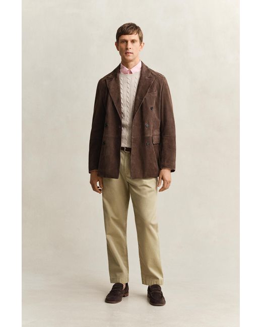 Gant Natural Cotton Cable Knit Crew Neck Sweater Oat Melange for men