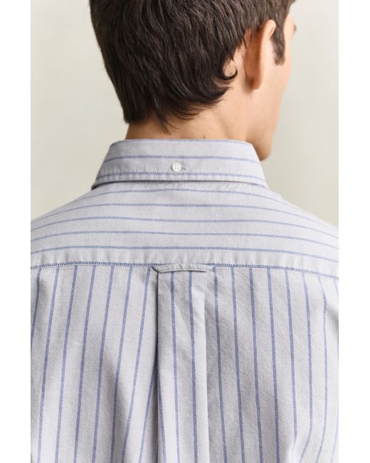 Gant Gray Striped Classic Oxford Shirt Concrete for men