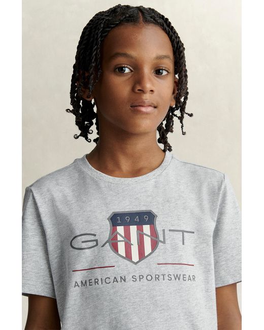Gant Gray Teens Archive Shield T-Shirt Melange