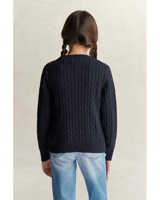 Gant Blue Teens Teen Girls Cable Knit Sweater Evening