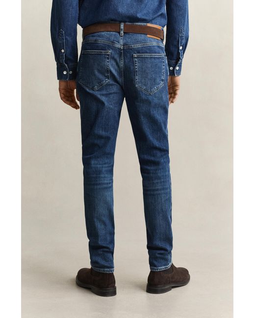 Gant Blue Slim Fit Jeans Mid Broken In for men