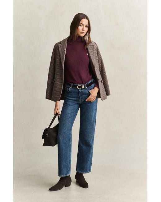 Gant Red Wool Cotton Turtleneck Sweater