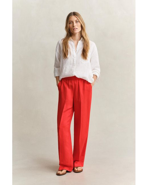 Gant Red Linen Blend Pants