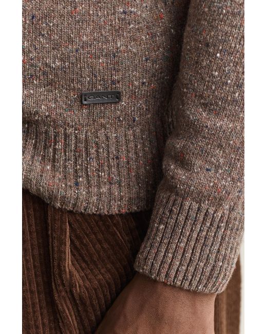Gant Brown Wool Blend Nepps Crew Neck Sweater for men