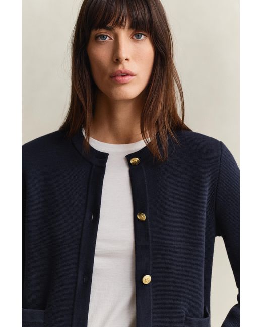 Gant Blue Knitted Cotton Jacket Evening